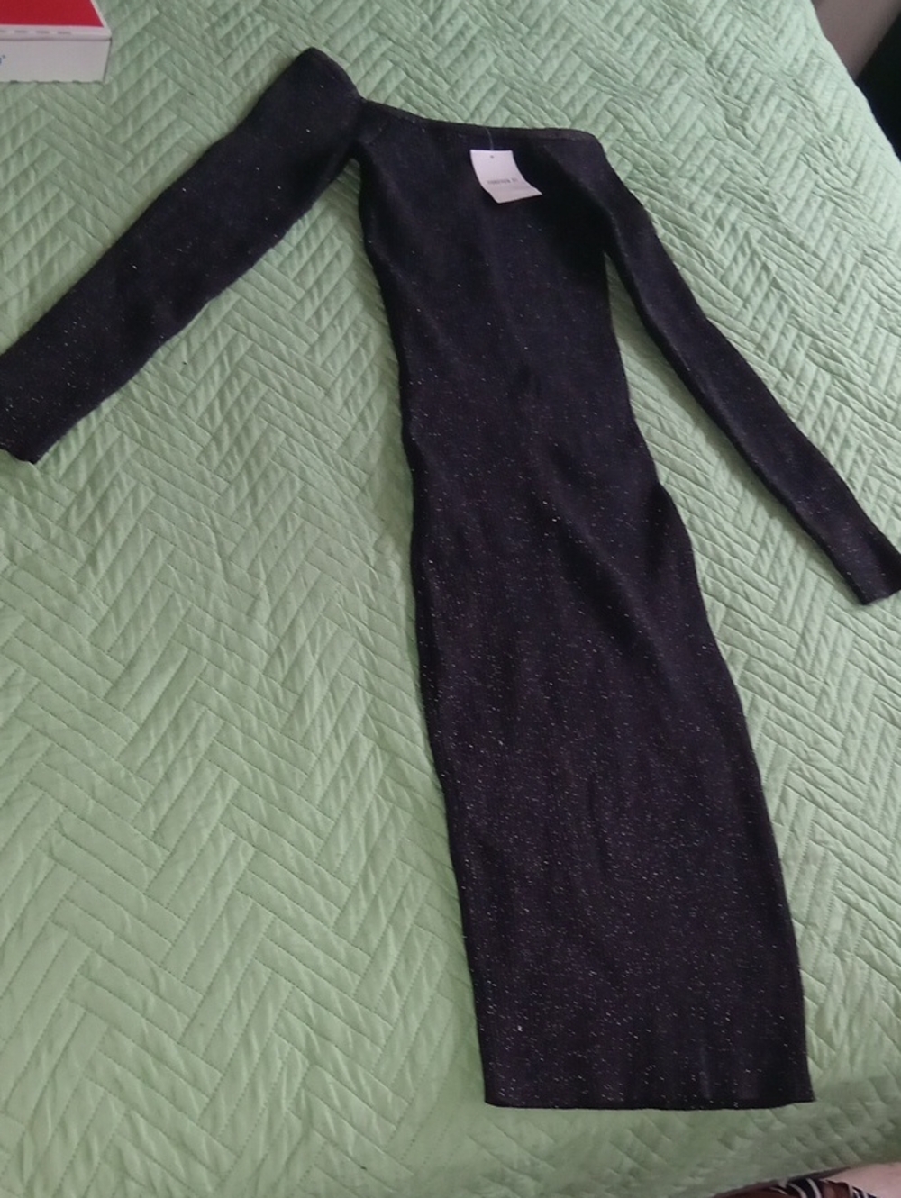 Forever 21 Black Sparkle Long Sleeve Bodycon Dress
